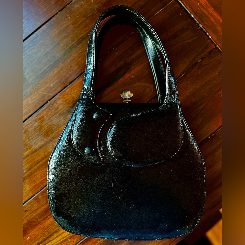 Classic Black Leather Satchel Handbag